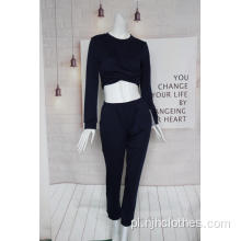 Czarny Crop Suit Midriff dla kobiet